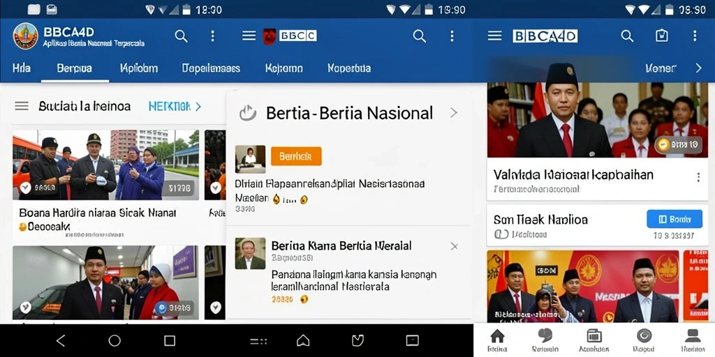 Antarmuka BBCA4D yang modern dan fungsional untuk berita nasional.