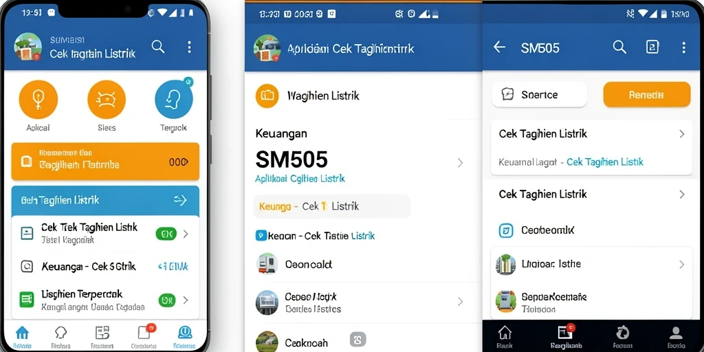 Antarmuka aplikasi SM605 untuk Cek Tagihan Listrik.