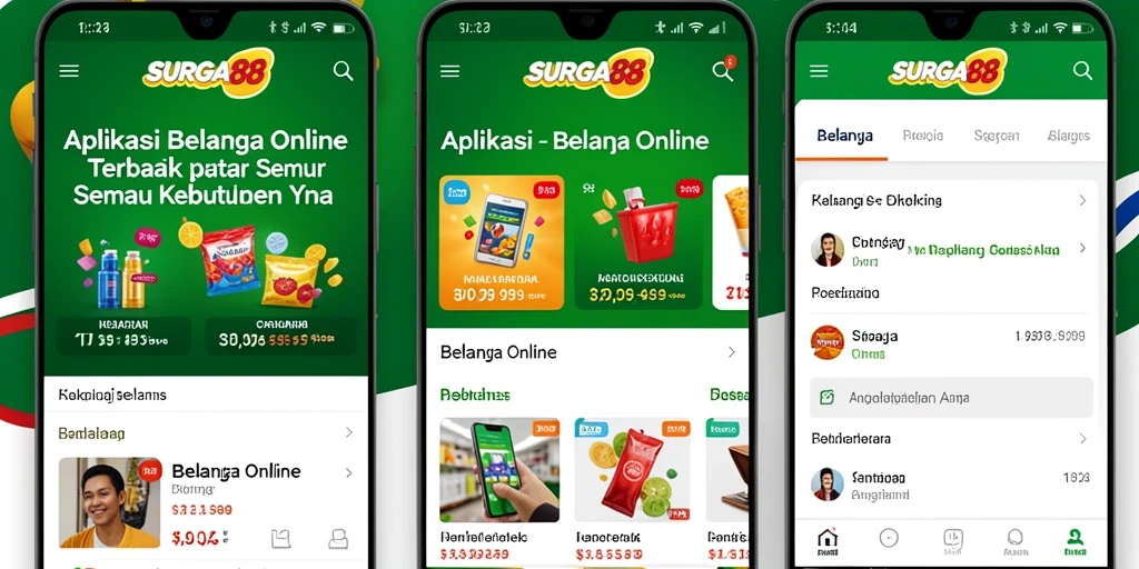 Tampilan antarmuka aplikasi SURGA88 yang user-friendly untuk berbelanja online.