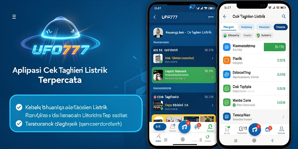 Tampilan antarmuka aplikasi Cek Tagihan Listrik UFO777 yang menarik.